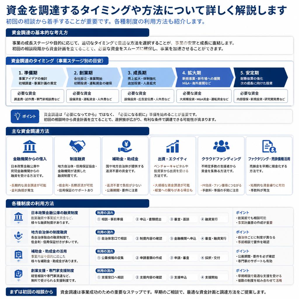 資金調達のタイミングと方法