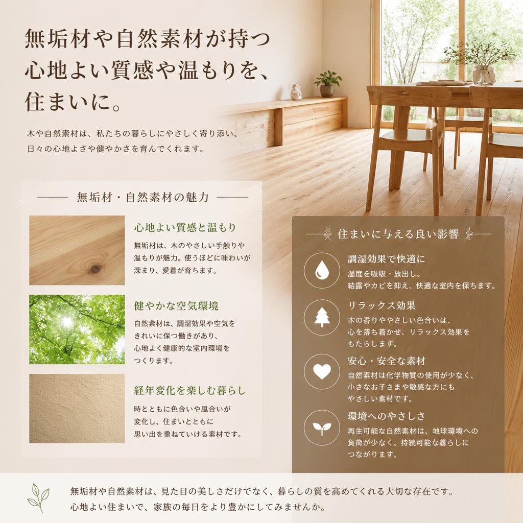 自然素材の温もり